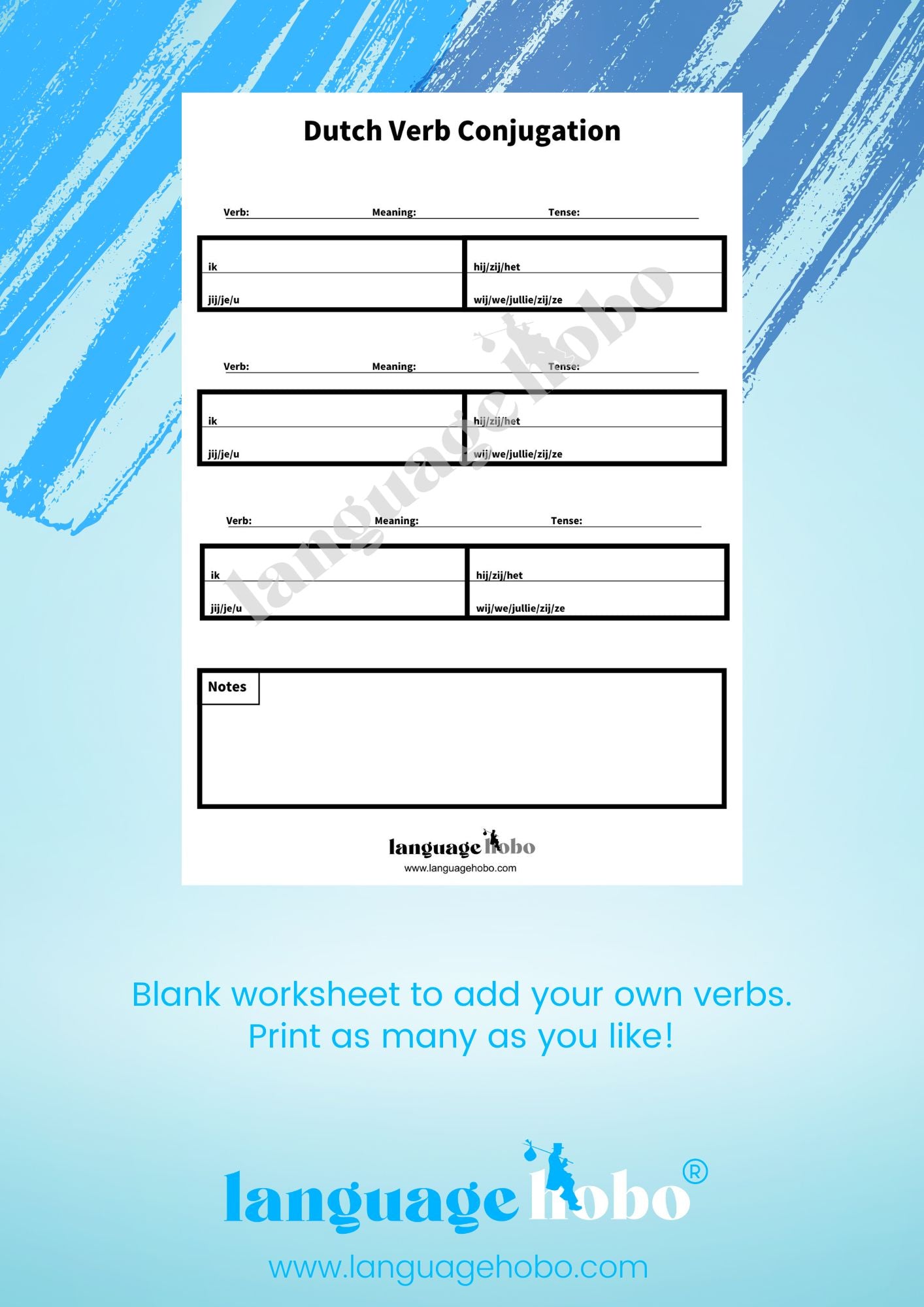 Dutch Verb Conjugation Practice: [PDF Download]